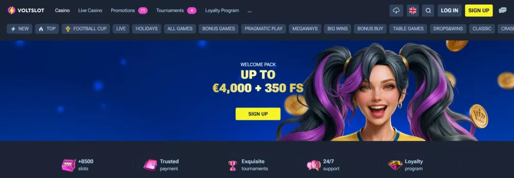 Voltslot Casino – Tot €1.000 + 250 Gratis Spins welkomstbonus voor nieuwe spelers
